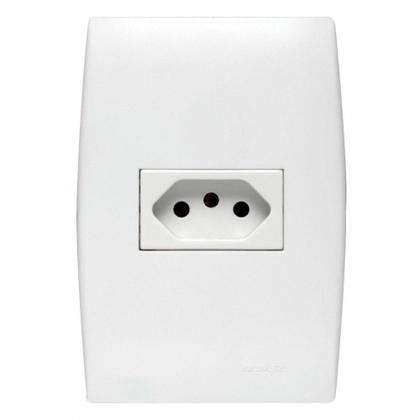 Imagem de Kit C/2 - Conjunto Soprano Ilus 4X2 Branco Com Placa(1Tomada  ..