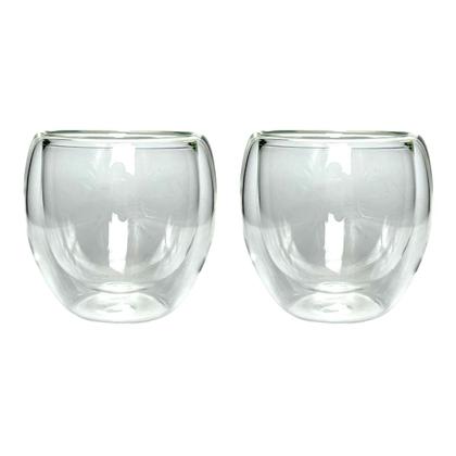 Imagem de Kit C/2 Copo Xícara De Vidro Parede Dupla Chá Café 80mL