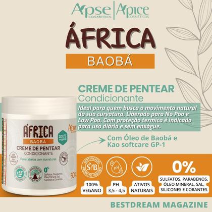 Imagem de Kit C/ 2 Creme De Pentear África Baobá Vegano Condicionante Cabelos Com Curvatura Apse 500g