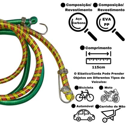Imagem de Kit C/2 Extensor Elástico 115cm Bagageiro Carga Moto Bicicleta