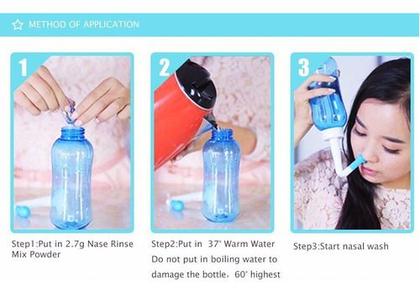 Imagem de Kit C/ 2 Higienizador Lavagem Nasal Ducha Garrafa 300ml 