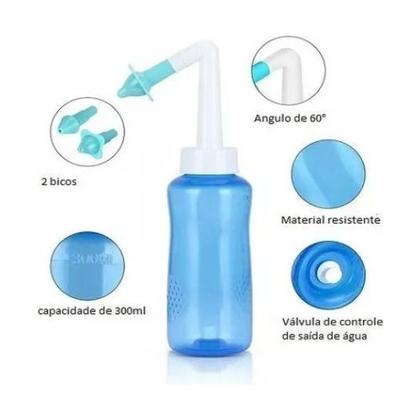 Imagem de Kit C/ 2 Higienizador Lavagem Nasal Ducha Garrafa 300ml 