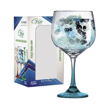 Imagem de Kit c/2 Luva de Taça de Vidro Gin Club Haste Azul 690ml - Ruvolo