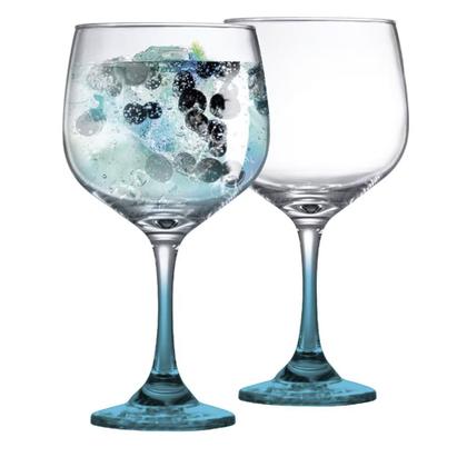 Imagem de Kit c/2 Luva de Taça de Vidro Gin Club Haste Azul 690ml - Ruvolo