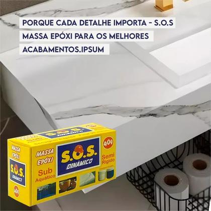 Imagem de kit c/2 Massa Epoxi Cola Adesiva Subaquatica S.o.s Veda Tudo 40g