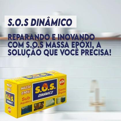 Imagem de kit c/2 Massa Epoxi Cola Adesiva Subaquatica S.o.s Veda Tudo 40g