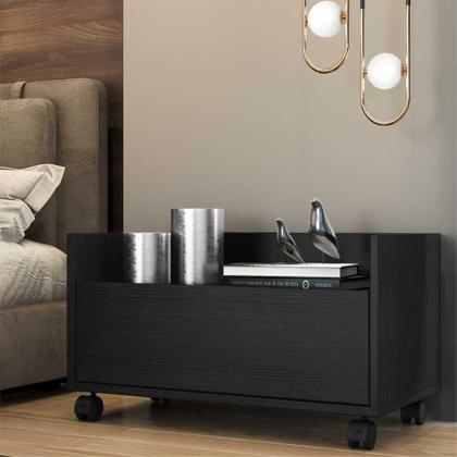 Imagem de Kit c/ 2 Mesas de Cabeceira 60 cm c/ Rodízios Multimóveis Preta