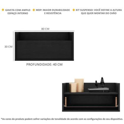 Imagem de Kit C 2 Mesas De Cabeceira 80 Cm Suspensa