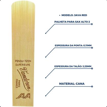 Imagem de Kit c/ 2 palhetas java red cut n.2 p/sax alto sr262r vandoren