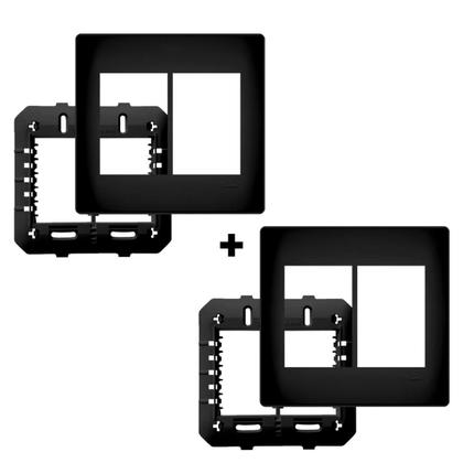 Imagem de Kit c/ 2 Placa 4x4 Preta P/ 06 Módulos Com Suporte - Fame