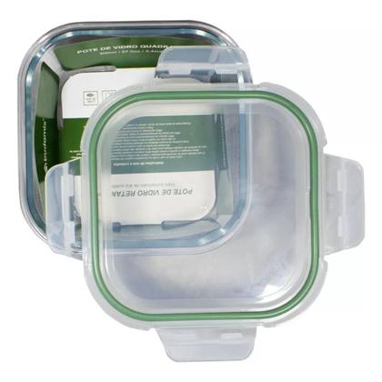 Imagem de Kit C/ 2 Potes 800ml De Vidro Marmitas Fit Tampas Herméticas