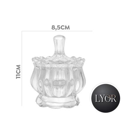 Imagem de Kit c/ 2 Potiches Decorativo Porta Objetos de Cristal com Pé Pumpkin 11x8,5cm Lyor