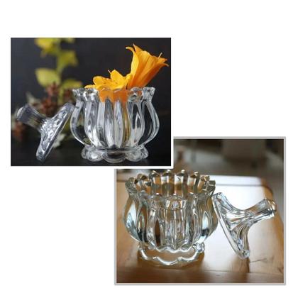 Imagem de Kit c/ 2 Potiches Decorativo Porta Objetos de Cristal com Pé Pumpkin 11x8,5cm Lyor