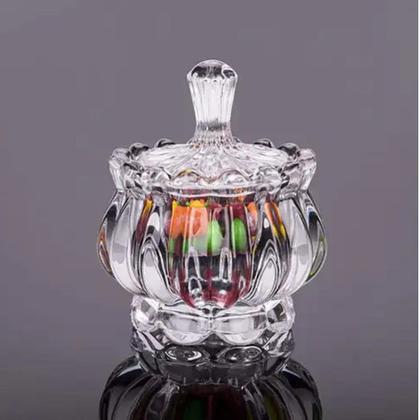 Imagem de Kit c/ 2 Potiches Decorativo Porta Objetos de Cristal com Pé Pumpkin 11x8,5cm Lyor