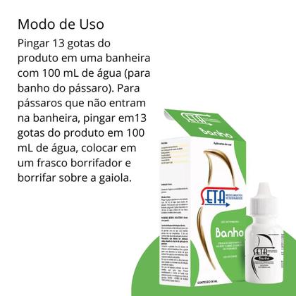 Imagem de Kit C/ 2 Seta Banho Suplemento Vitamínico Com Óleo Natural Higiene Brilho e Maciez Para Pássaros 30ml