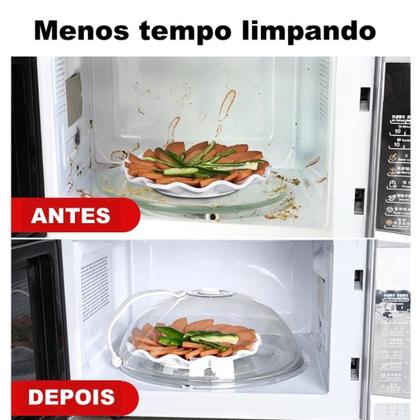 Imagem de KIT C/ 2 Tampas Para Microondas Protetor Alimentos Anti Sujeira Comida Com Válvula Alça De Plástico Pratos (TRANSPARENTE)