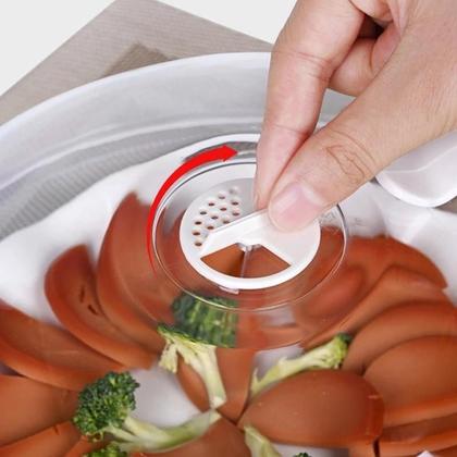 Imagem de KIT C/ 2 Tampas Para Microondas Protetor Alimentos Anti Sujeira Comida Com Válvula Alça De Plástico Pratos (TRANSPARENTE)