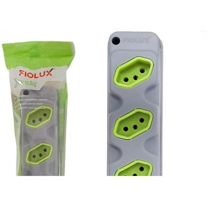 Imagem de Kit C/2 - Tomada Barra Fiolux 2P+T. 20A. Quadrupla Cinza/...