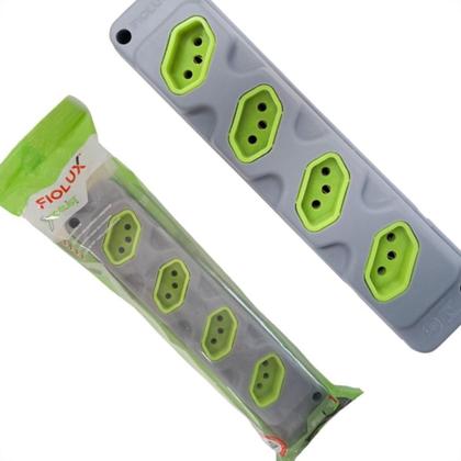 Imagem de Kit C/2 - Tomada Barra Fiolux 2P+T. 20A. Quadrupla Cinza/...