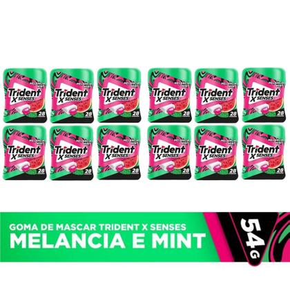 Kit c/2 Trident X Senses 6X54G Melancia Mint - Mentos Imagem de Kit c/2 Trident X Senses 6X54G Melancia Mint