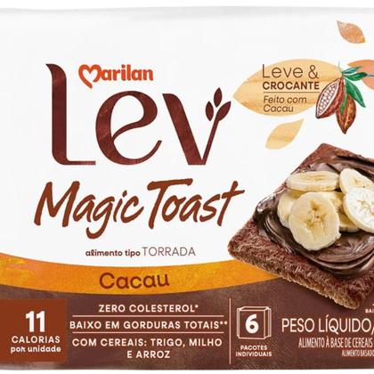 Imagem de Kit C/2 Uni Torrada Lev Magic Toast Cacau E Cereais Marilan 110g Cada