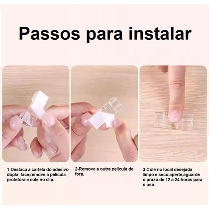 Imagem de Kit c/20 Clips Fixador Organizador de Fios e Cabos 20 Peças Autoadesivo