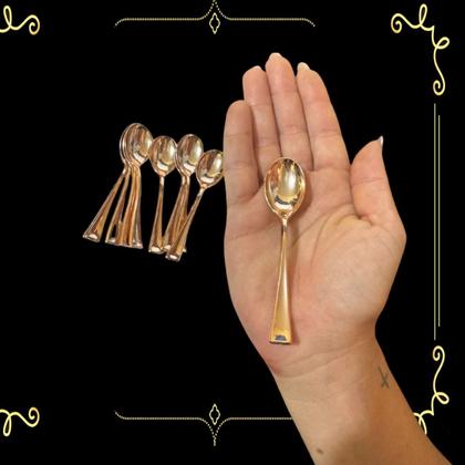 Imagem de Kit C/ 20 Mini Colherzinha Rose Plástico rigido 10cm festa