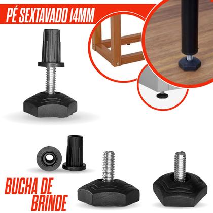 Imagem de Kit C/ 20 Sapata Pé Nivelador Para Móveis com Bucha 10mm Regulavel Para Armario Mesa 