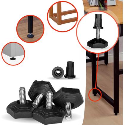Imagem de Kit C/ 20 Sapata Pé Nivelador Para Móveis com Bucha 10mm Regulavel Para Armario Mesa 