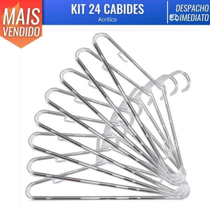 Imagem de Kit C/ 24 Cabide De Acrilico Transparente C/ Gancho Organizador P/ Roupas Paramount