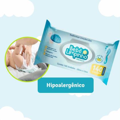 Imagem de Kit c/ 24 Pacotes Lenço Toalhas Umedecidas Aloe Vera Bebê Limpinho Premium Pacote 140 Unidades