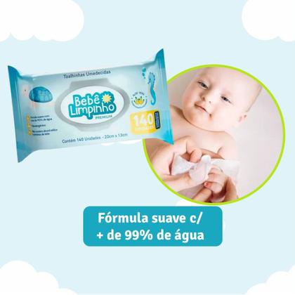 Imagem de Kit c/ 24 Pacotes Lenço Toalhas Umedecidas Aloe Vera Bebê Limpinho Premium Pacote 140 Unidades