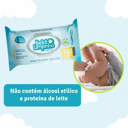 Imagem de Kit c/ 24 Pacotes Lenço Toalhas Umedecidas Aloe Vera Bebê Limpinho Premium Pacote 140 Unidades