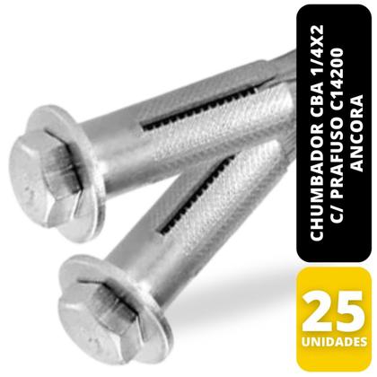 Imagem de Kit C/ 25 Chumbador CBA 1/4x2 C/ Prafuso C14200 Ancora