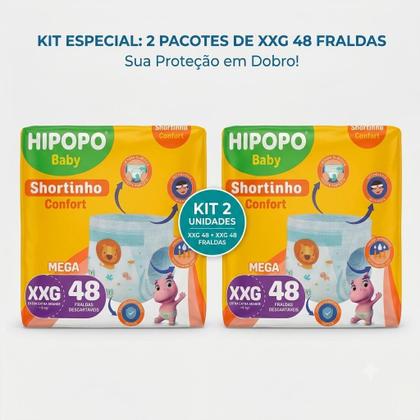 Imagem de Kit c/2un fralda calça hipopó tam xxg 48un cada