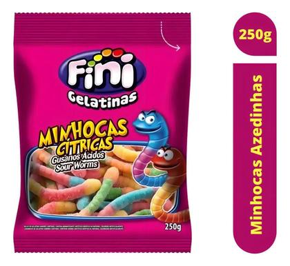 Kit c/ 3 Bala Gel Fini Minhocas 250g Citrico Imagem de Kit c/ 3 Bala Gel Fini Minhocas 250g Citrico