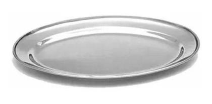 Imagem de Kit C/3 Bandeja De Inox Oval Rasa Conjunto Peq. Med. E Grand