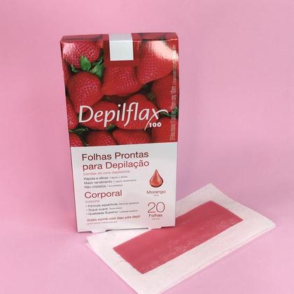 Imagem de Kit c/ 3 Caixas de Folhas para Depilação Corporal Morango depilflax c/24 unid