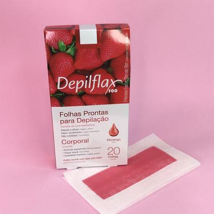 Imagem de Kit c/ 3 Caixas de Folhas para Depilação Corporal Morango depilflax c/24 unid