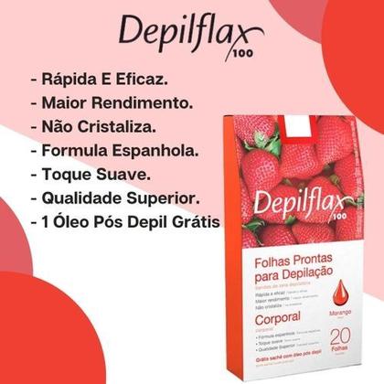 Imagem de Kit c/ 3 Caixas de Folhas para Depilação Corporal Morango depilflax c/24 unid
