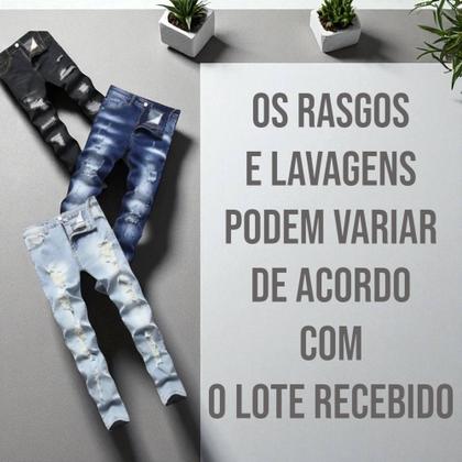 Imagem de Kit C/3 Calças Jeans Rasgadas Skinny Masculina Homem Slim 480