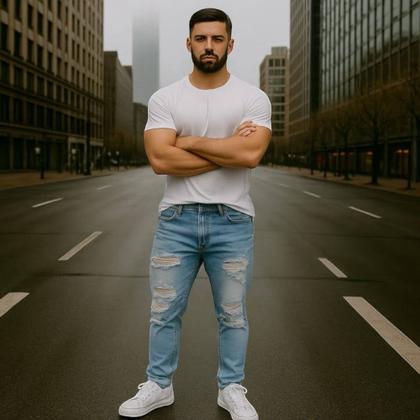 Imagem de Kit C/3 Calças Jeans Rasgadas Skinny Masculina Homem Slim 480