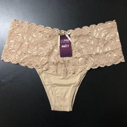 Imagem de Kit c/ 3 Calcinha Cintura Alta Cós Rendado Bruvi