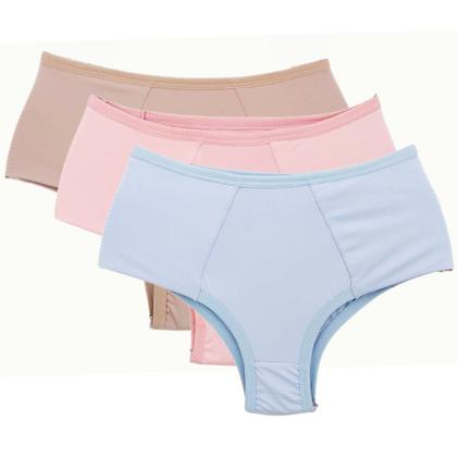 Imagem de Kit c/3 Calcinha Pós Parto Cós Alto Algodão Lateral Dupla