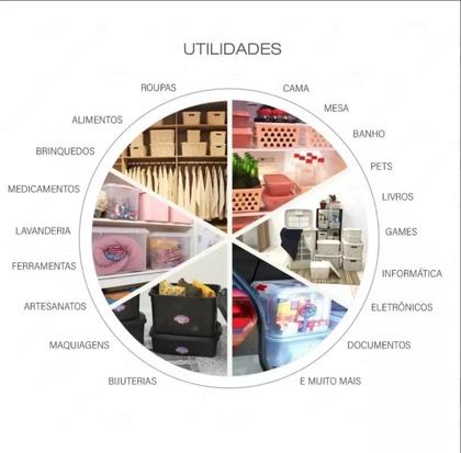 Imagem de Kit C/ 3 Cesto - Caixa Organizadora Rattan 20 Litros - Preto