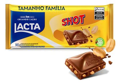 Imagem de Kit c/ 3 Chocolate Lacta Ao Leite Com Amendoim Shot 145g