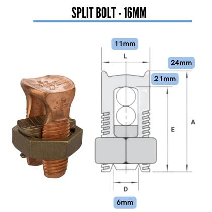 Imagem de Kit C/3 Conector Parafuso Cabos Fios Split Bolt Cobre 10mm/16mm/25mm/35mm/50mm/70mm