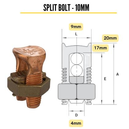 Imagem de Kit C/3 Conector Parafuso Cabos Fios Split Bolt Cobre 10mm/16mm/25mm/35mm/50mm/70mm