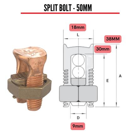 Imagem de Kit C/3 Conector Parafuso Cabos Fios Split Bolt Cobre 10mm/16mm/25mm/35mm/50mm/70mm