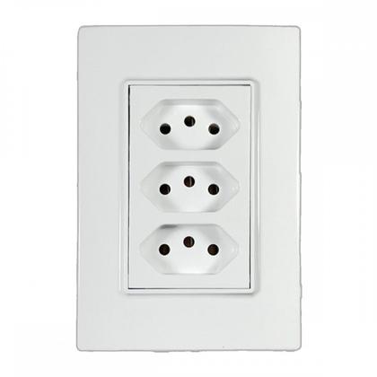 Imagem de Kit C/3 - Conjunto Ilumi Vivaz Branco Com Placa 3 Tomadas...